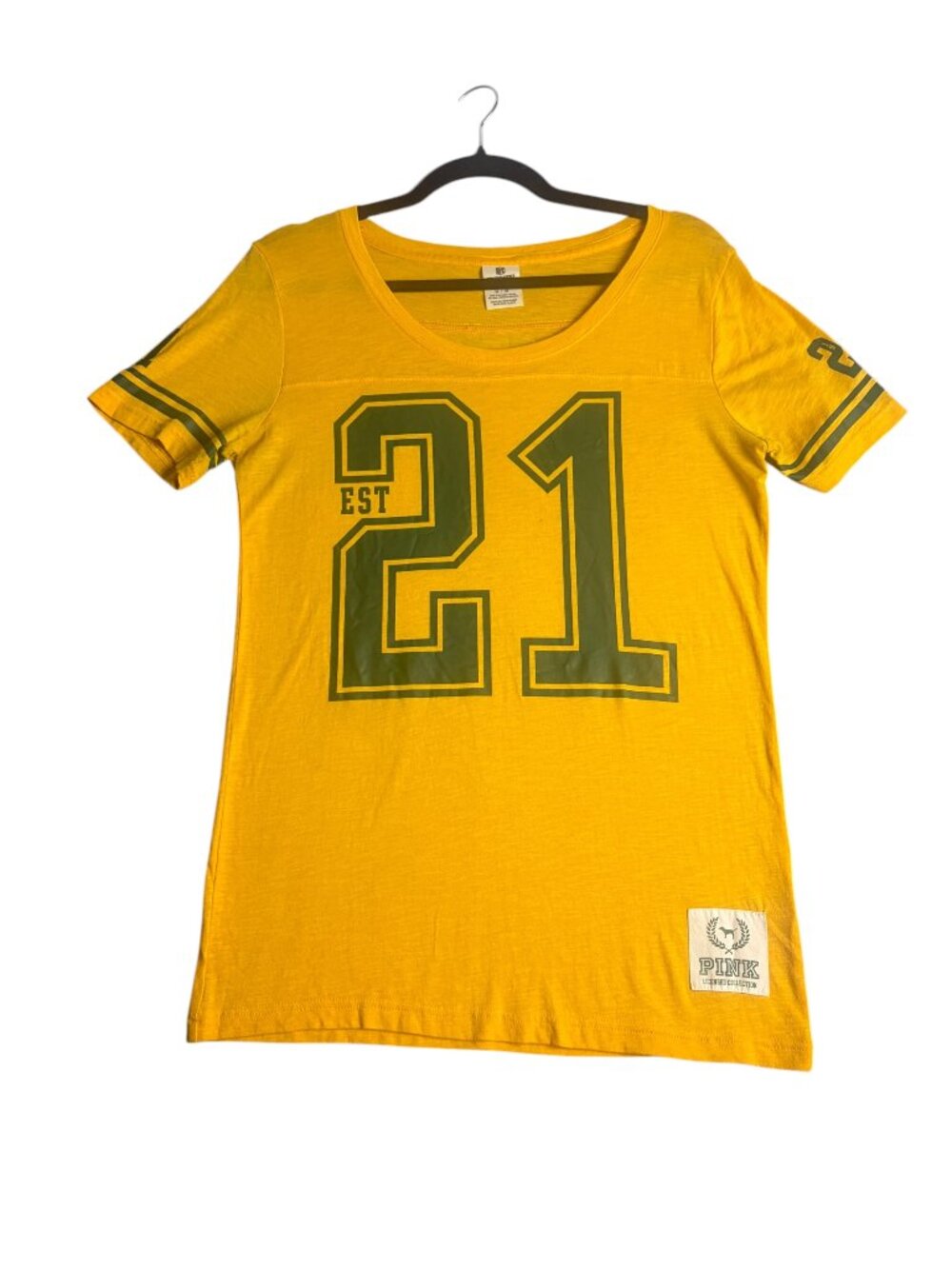Victoria's Secret Pink NFL Size M Green Bay Packers Graphic Tee Shirt Yellow Y2K